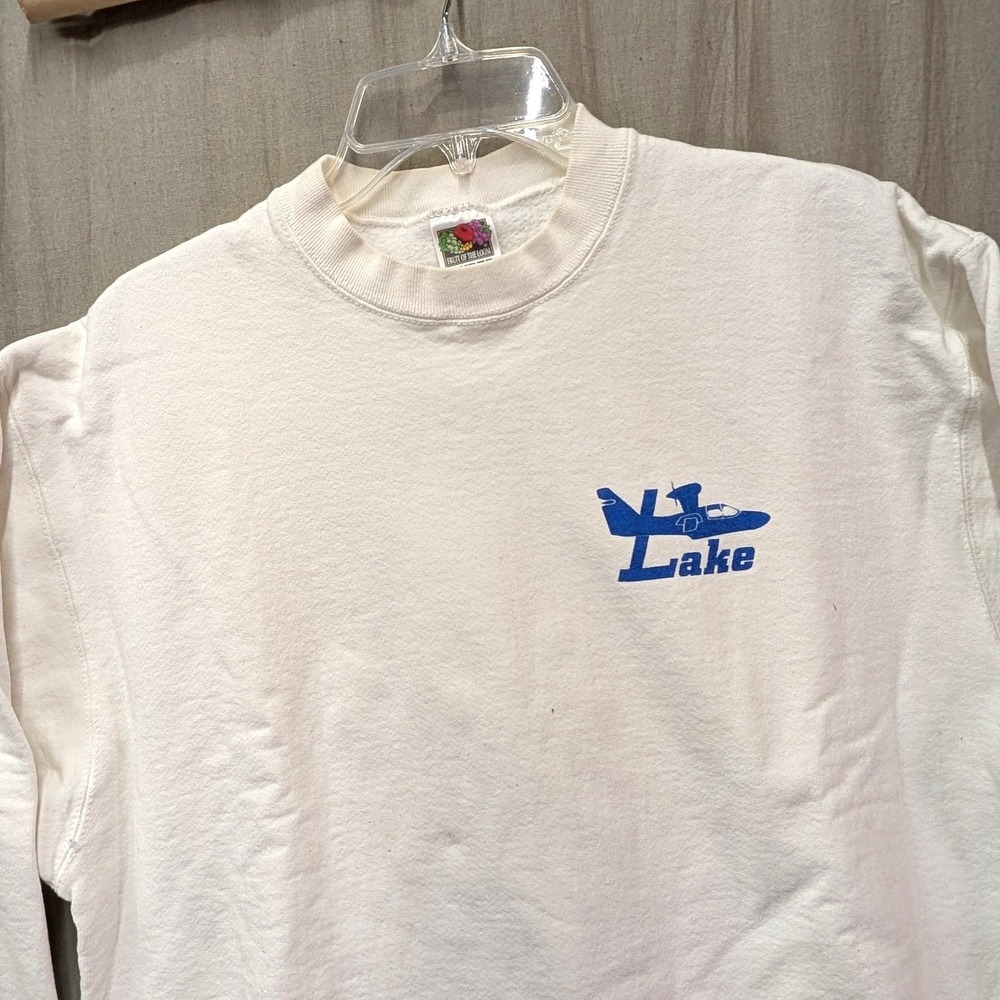 Vintage Fruit of the Loom Capt Renegade Duck Lake Sweatshirt White XL USA Made